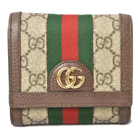 GUCCI Accessories - Gucci Wallet Bi-fold GUCCI Folding Beige Brown 598662 96IWG 8745 Ophidia GG S...